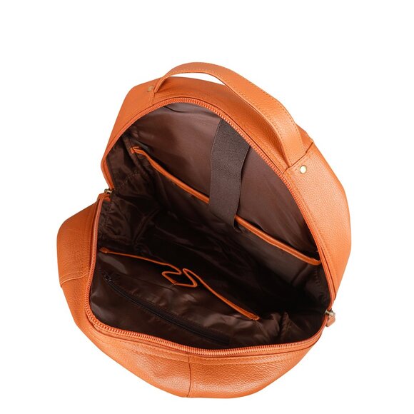 Genuine Leather Backpack |16" H Orange Travel Backpack for Women & Men Daily Use - Picture 6 of 10